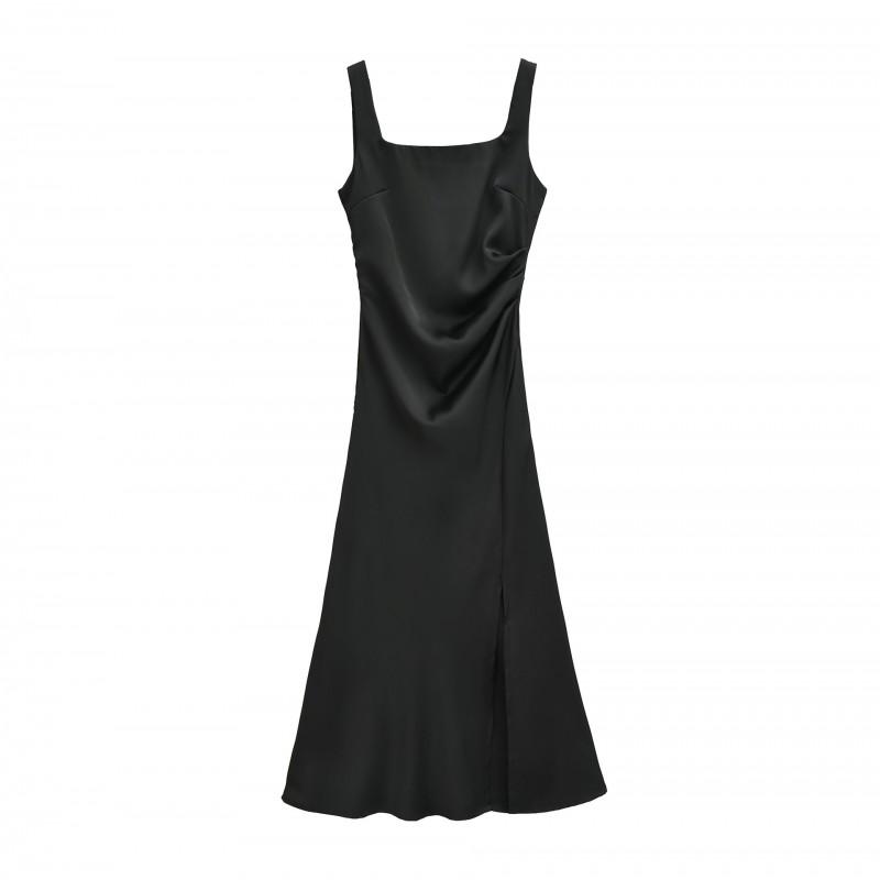 Damen Satinschlaf-Maxikleid Unifarben Elegant Pendlerstil Figurbetont 2026