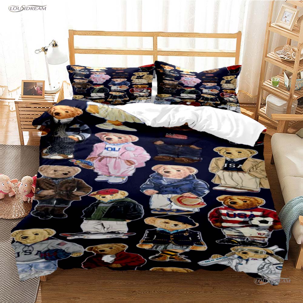 Fashion Bear Casal All Season Duvet Cover Comforter Bedding Set Soft Quilt Cover and Pillowcases Teens Single/Double/Queen/King