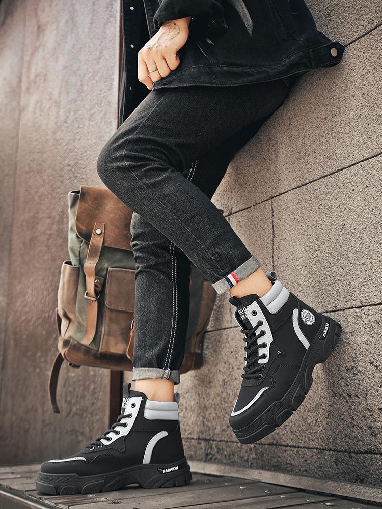 Men's Shoes Autumn New Martin Boots Fashion Versatile Non-slip Casual Shoes Platform Wear-resistant Tooling Shoes Men's Trendy Shoes