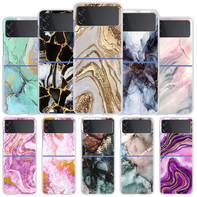 Mermer Kılıf Samsung Galaxy Z Flip 4 5g Şeffaf Sert Cep Telefonu Kapak Zflip Temizle Pc Lüks Kabuk Coque