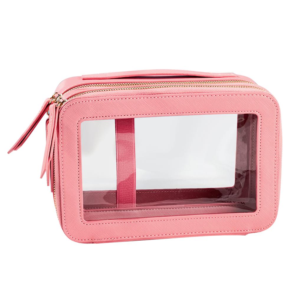 Beauty case trasparente da donna da viaggio d'affari impermeabile portaoggetti grande capacità portatile PU