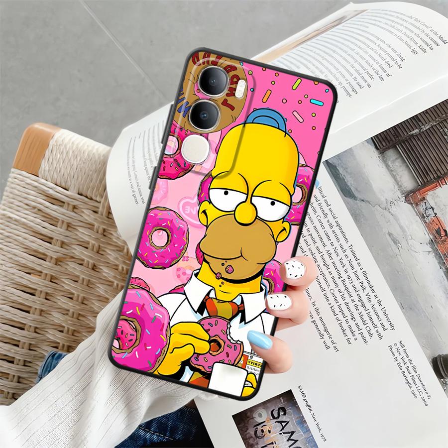 Phone Cover Case for Vivo V21E V23 Y53S V27 Y52S Y93 Y51S Y78 Y71 Y91 Y50 Y95 V29 Y75 Y81 V25 V30 S-simpsons Donut