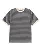 EXCONTAINER Ribbed Stripe Half Ringer T-Shirt (Cream Grey)