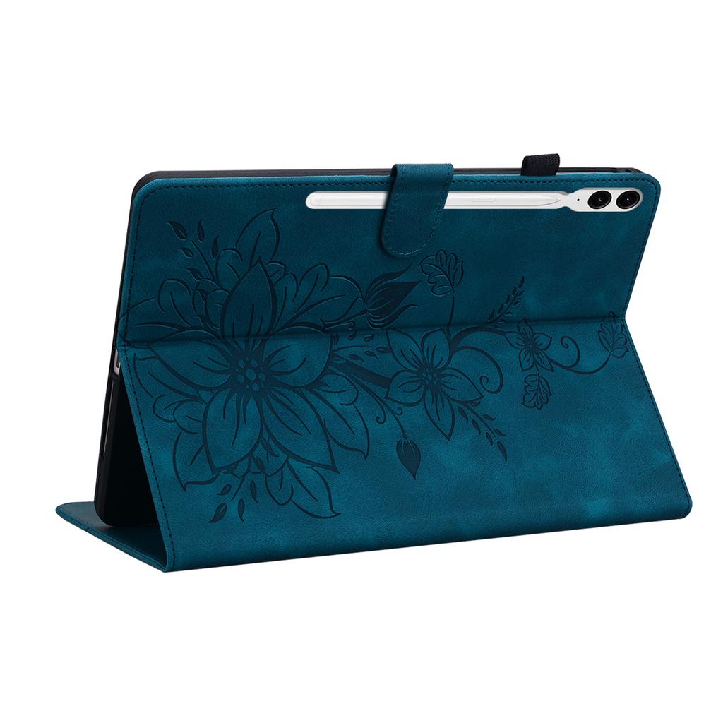 För Samsung Galaxy Tab S9+ (Galaxy Tab S9+ Wi-Fi SM-X810;Galaxy Tab S9+ 5G SM-X816B).Utsökt PU-läderfodral med blommig präglad design till surfplattan