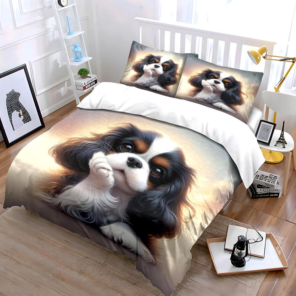 "Elegant Dog Portrait Set for Decor" Exquisite Three-piece Bedding Set Gift for Kids and Adults