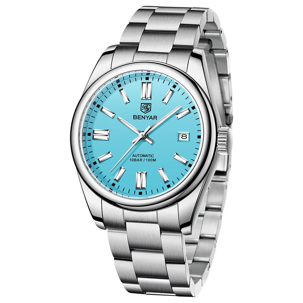 

Benyar Watch Men S Automatic Mechanical Watch Fashion Waterproof Luminous Steel Belt Men S Watch 5185