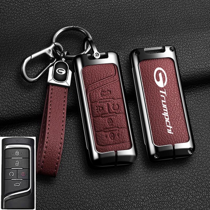 Auto Smart Key Fob Cover Case Fit For Gac Trumpchi Gs7 Gs8 Gm8 Gs5 Ga6 Gm6 Zinc Alloy Genuine Leather Key Fob Protect Mount Remote Automotive Auto