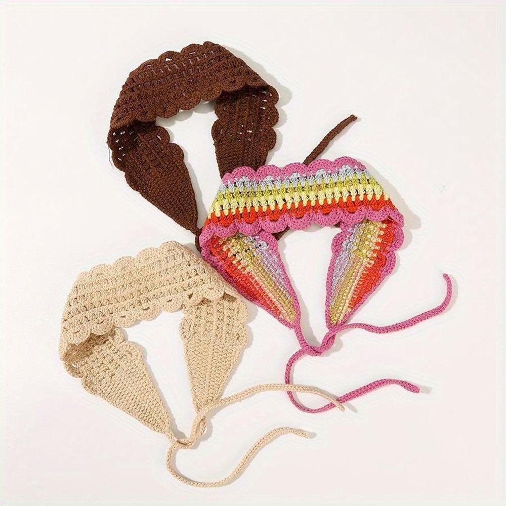 

3 шт./компл. Вязаные тюрбаны, повязки для волос, винтажные, милые, платки для волос для женщин, вязаная праздничная повязка на голову, обертка для головы, аксессуары для волос