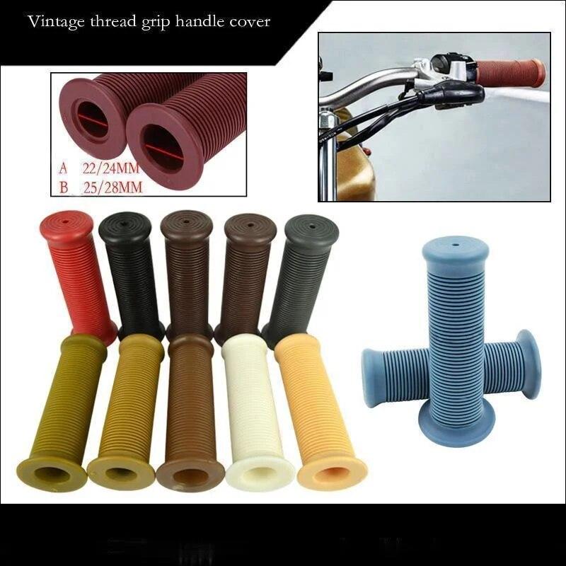 1 Pair 22mm Universal Motorcycle Handlebar Vintage Handle Grips  Rubber Bar Gel Grip Retro Rubber For Cafe Racer Bobber Custom
