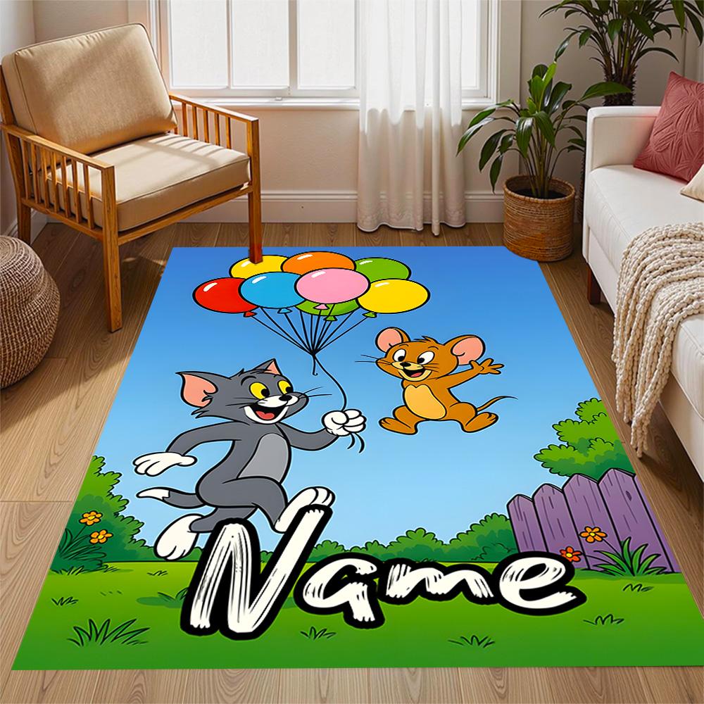 Looney Tom Jerry's Valentine Customized Name Floor Rug Office Rug Design for Balcony Living Rooms Study room Hallway Antislip Carpet Office home decor