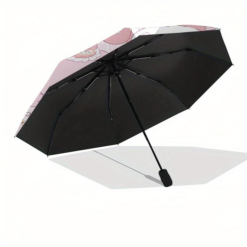My Melody,Kuromi Automatic Folding Umbrella-Simple 8-Rib Design, Bright Cartoon Pattern, Durable Iron Frame, Suitable for Travel, Outdoor, B