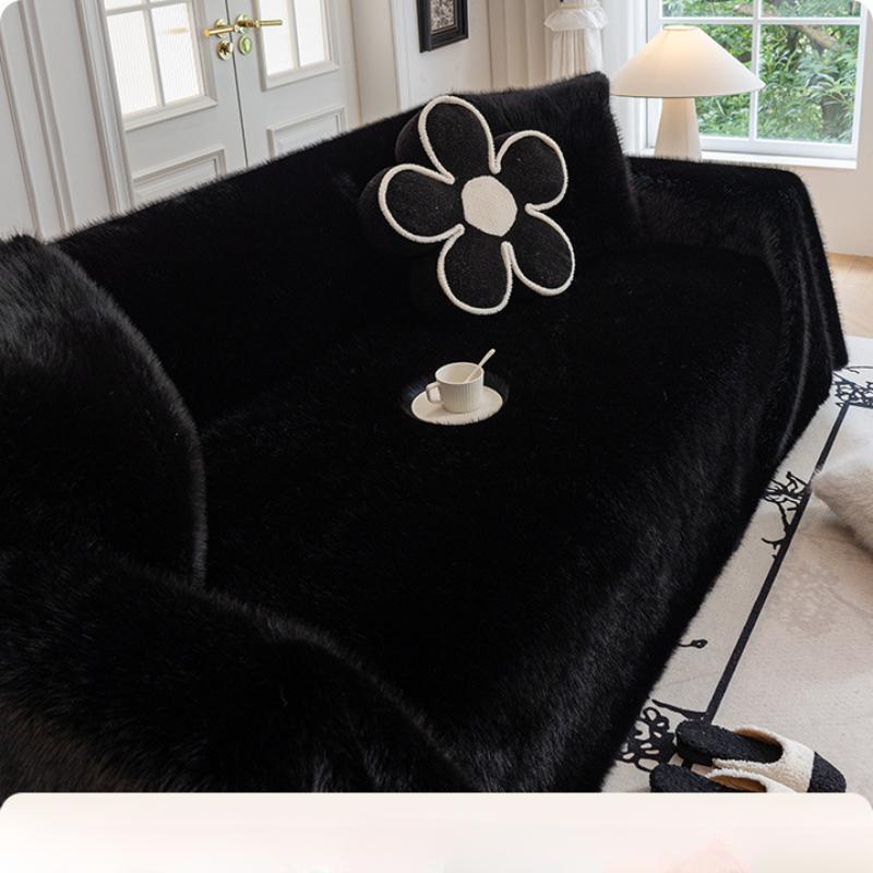 Winter Thickened Warm Mink Velvet Sofa Cover Cloth New Cushion Integrated Cover Blanket Cover Cloth