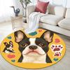 Okrągły dywanik z buldogiem francuskim, Dywanik do salonu, sypialni, przy sofie, pokoju zabaw, Mata podłogowa antypoślizgowa