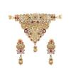 Gold-Plated Handcrafted Artificial Kundan Jewelry Choker Set with White Stone Matching Earrings For Women and Girls