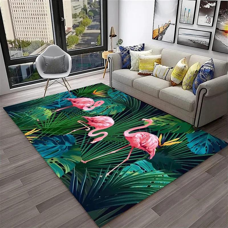 Flamingo Carpet Tropical Animal Print Kitchen Rug for Bathroom Living Room Bedroom Decor Non-slip Floor Mat Entrance Doormat