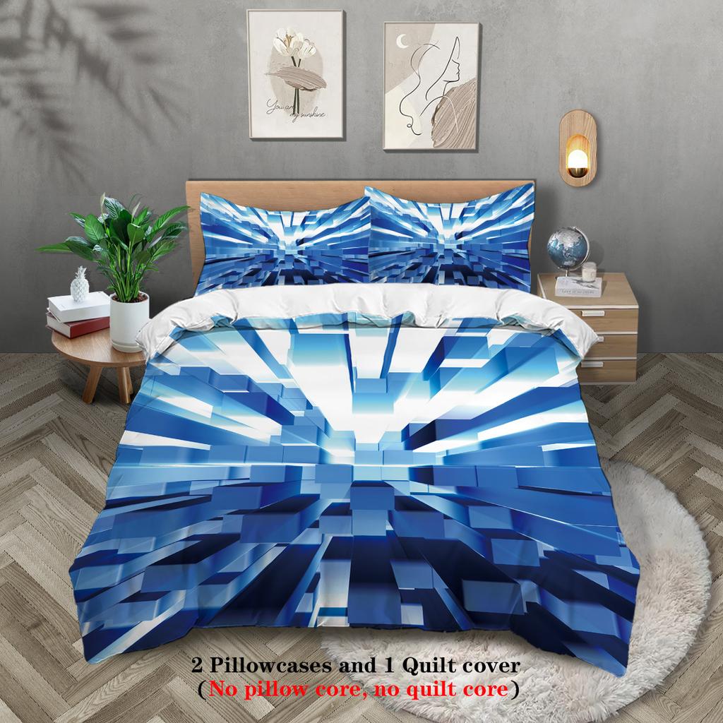 3D Digital Polyester Three-Piece Quilt Cover Bedding Quilt Cover Pillowcase
