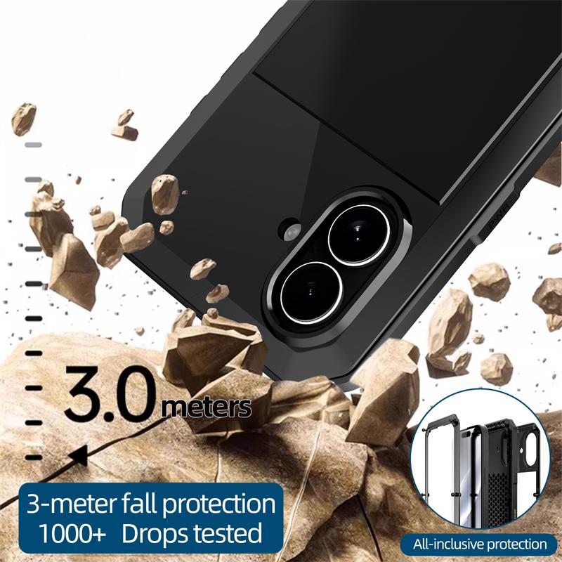 Heavy Duty Protection Armor Metal Aluminum Case for iPhone 17 16e 15 14 13 12 mini 11 Pro 7 8 Plus XS Max XR SE Shockproof Cover