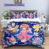 Cardcaptor Sakura Pattern Bedding Quilt Set Quilt Cover Pillowcase Home Decoration Birthday Gift (1 * Duvet Cover + 2 * Pillowcase, Without Core)