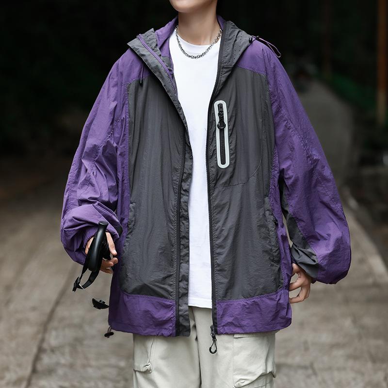

Ice silk splicing ice silk sunscreen jacket men s summer thin functional breathable jacket outdoor fishing mountaineering suit 2XL фиолетовый