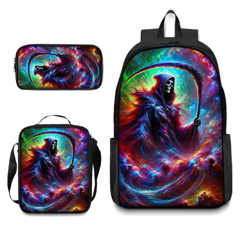Peripheral backpack, skull schoolbag, student backpack pencil case