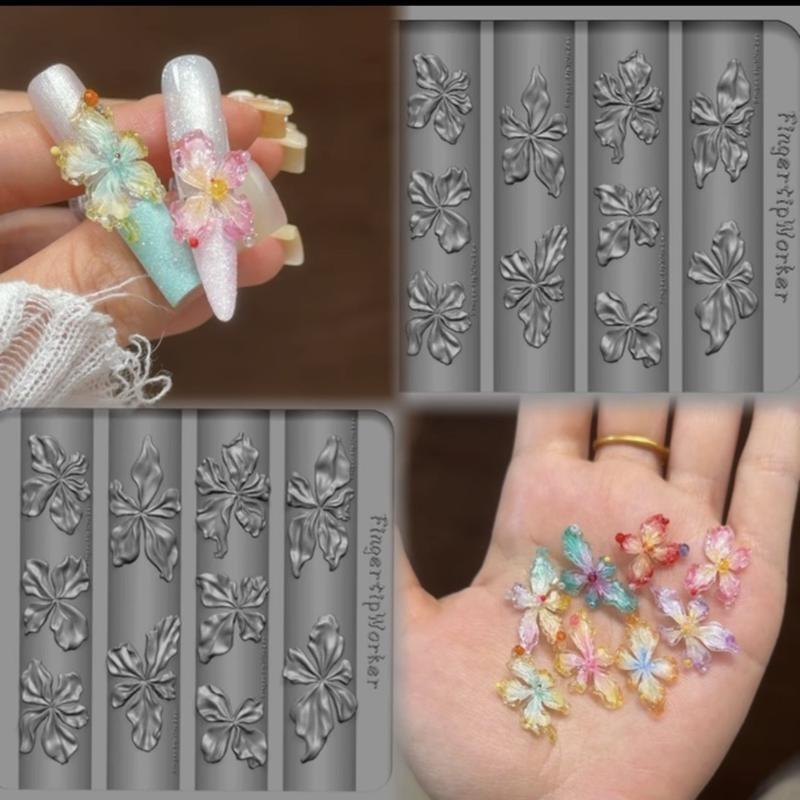2Pc  Ice Flower Nail Silicone Mold Cute Lily Clear 3D Gel Nail Resin Epoxy Carving Template