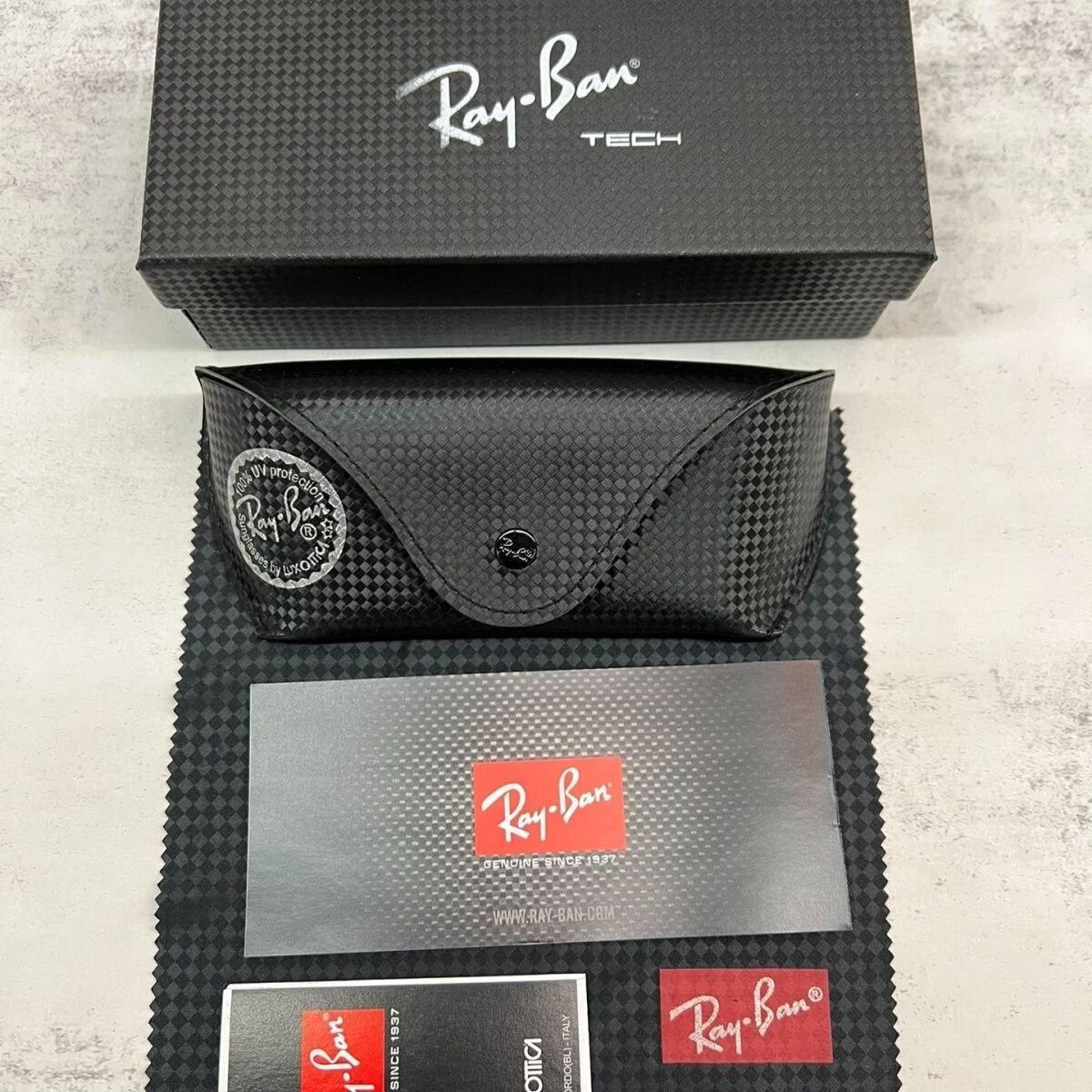 Кейс для солнцезащитных очков RAYBAN Tech из углеродного волокна, полный комплект, портативная ударопрочная коробка для хранения очков с подарочной коробкой, салфеткой и аксессуарами чёрный