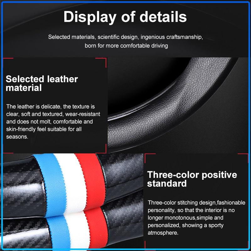 Coprivolante per Auto Traspirante Antiscivolo in Pelle PU Coprivolante per BMW Serie M Performance 1 3 5 7 M3 M4 M5 M6 X1 X3 X5 X6 X7 E30 E34 E36 E4