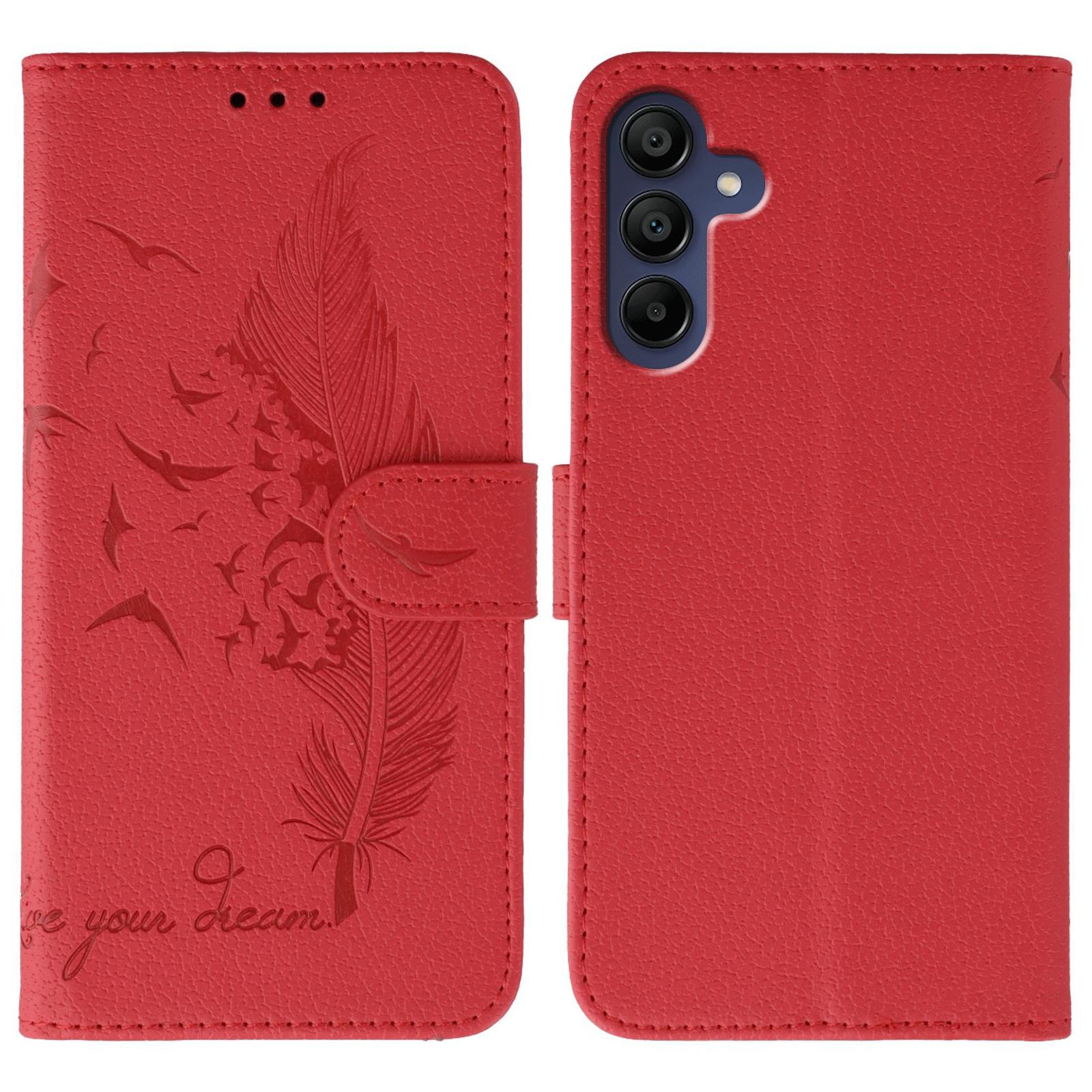 

Для Samsung Galaxy A05s 4G Чехол с оттиском пера из ПУ кожи кошелек чехол для телефона Red