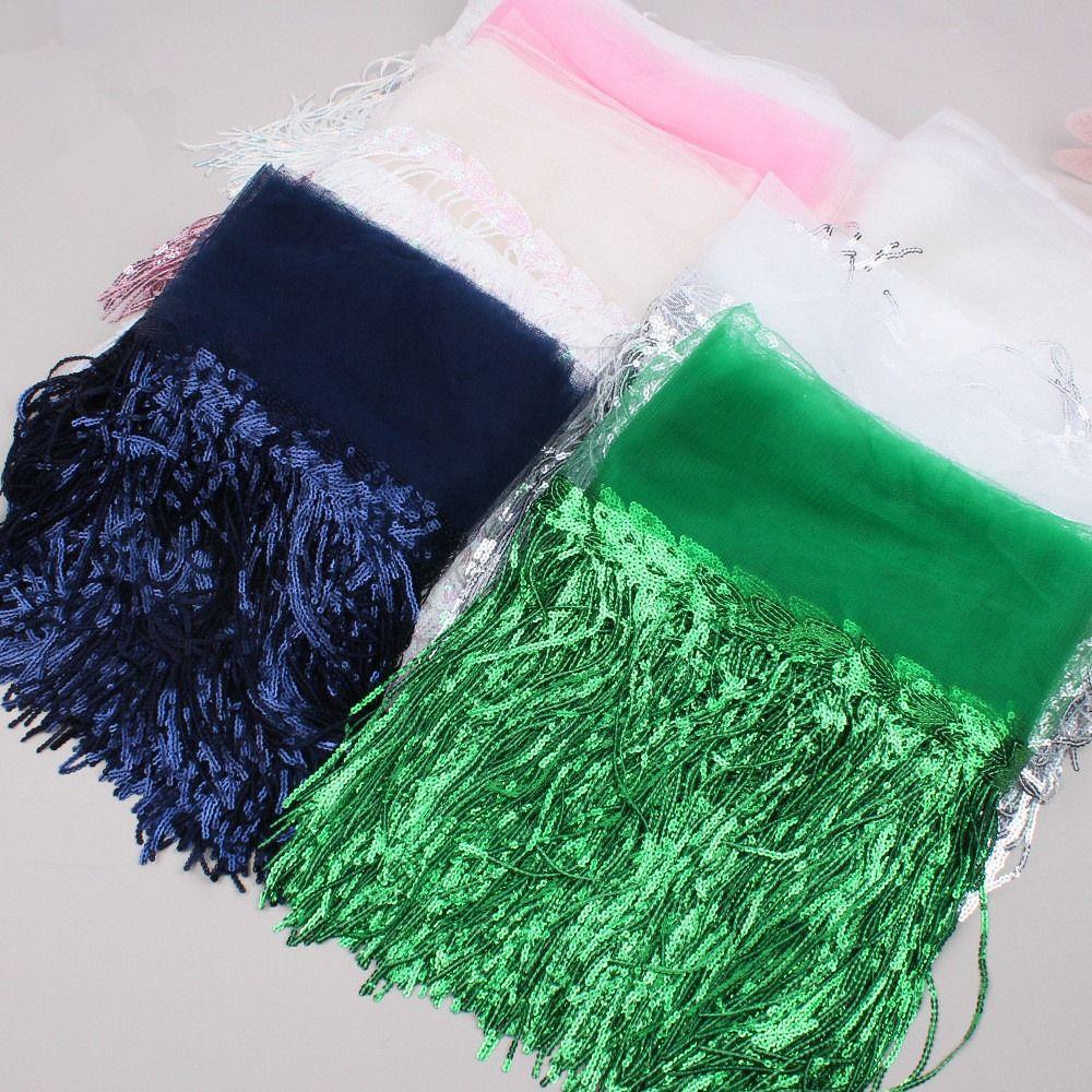 10 Yards DIY Accessories Lace Ribbon 20cm Width Glitter Tassels Decorative Trimmings Dance Costume