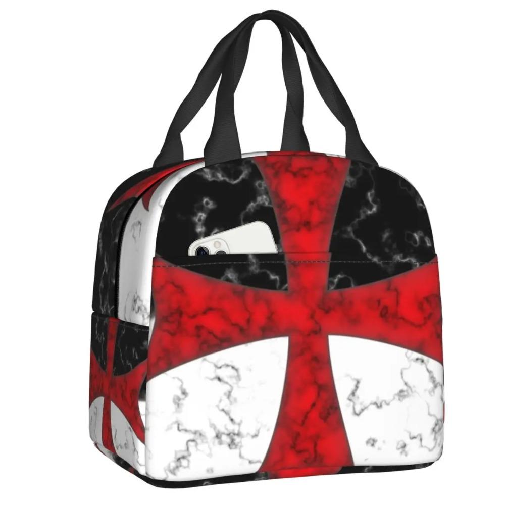Templar Knight Jerusalem Cross Seal Medieval Warrior Symbol Thermal Insulated Lunch Bag Women Resuable Lunch Tote Food Box