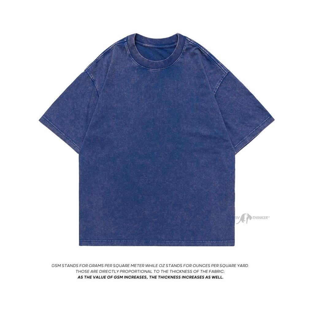 Heavy Fabric Vintage Men Oversized Tees 2026 Summer Short Sleeve Casual O Neck Man Tshirt Acid Washed T-shirts Tops