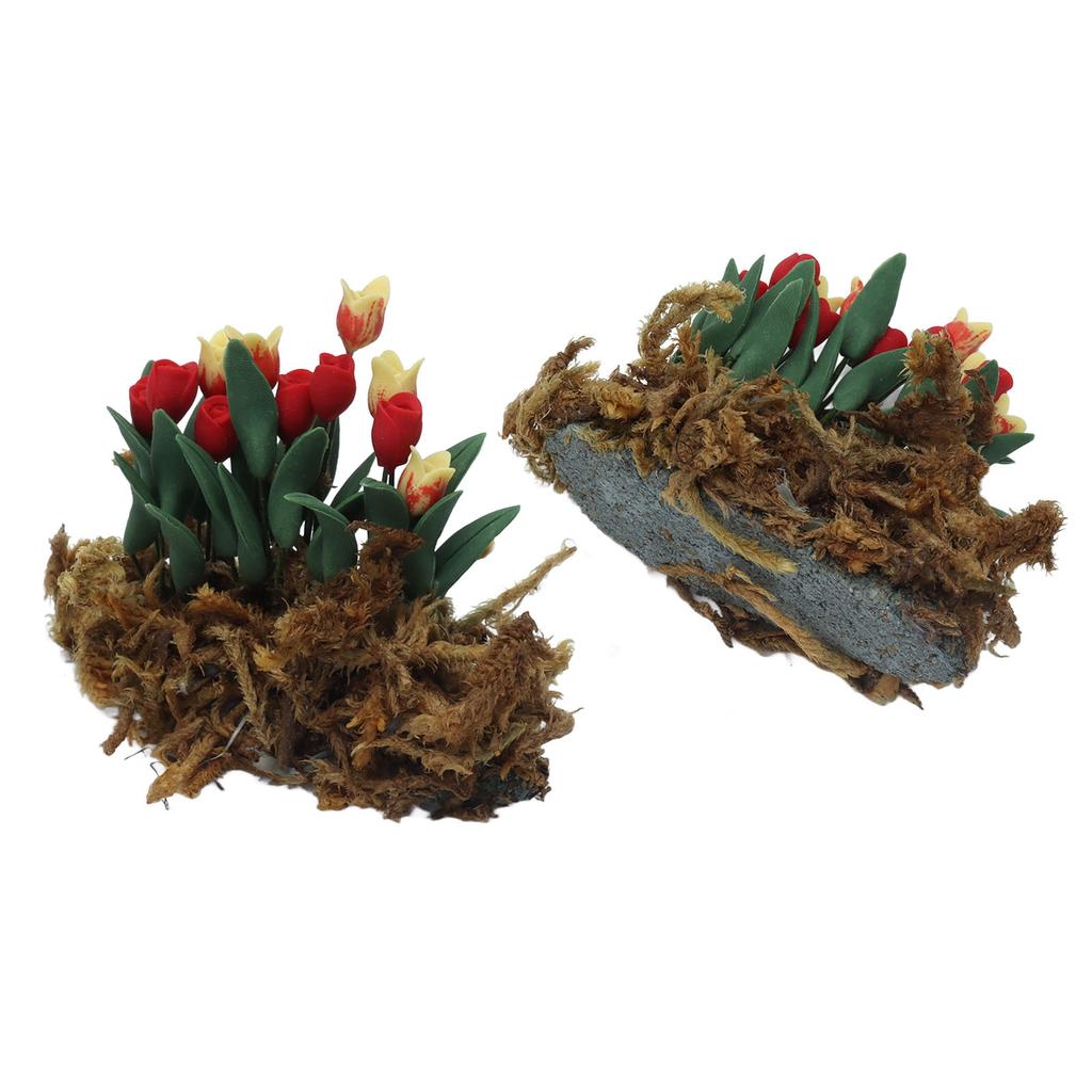 1:12 DIY Simulation Dollhouse Flowers Miniature Dollhouse Moss Lawn Garden Scene Decoration