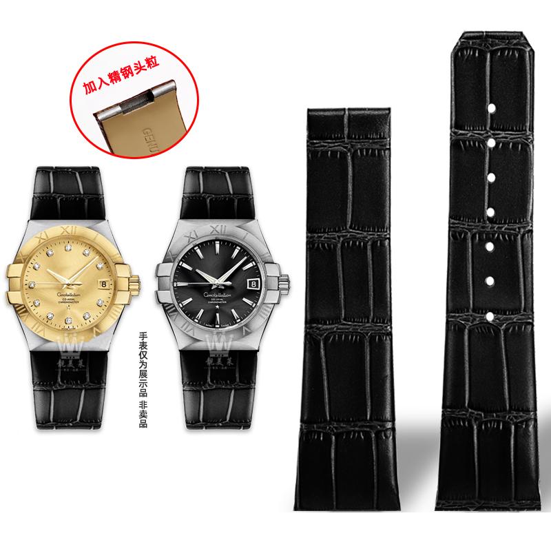 

ONEFor Omega Constellation Double Eagle Series 123.20 Мужской ремешок из натуральной кожи с вырезами Стальные наконечники Ремешок с частицами 23мм 25ммMN 26mm-9.6mm