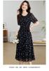 26 year new summer high-end feeling slimming floral skirt vacation style mid length skirt cake skirt short sleeved skirt dress dress dress skirt