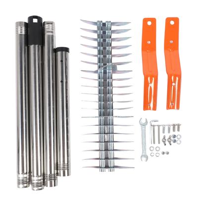 Thatch Rake 14.7 Inch Carbon Steel Stainless Steel Robust Lawn Dethatcher Rake with Handle for