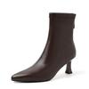 New Women's Pointed Martin Boots Rubber Soft Sole Autumn and Winter Medium Heel Large Size Boots Square Heel Women's Low Leather Boots