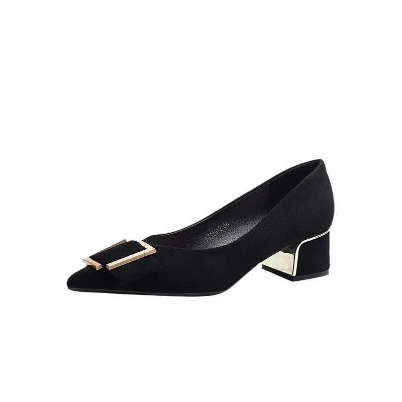 - Classic Suede, Light Color, Pointed Head, Women's Thick Heel Single Shoes, Light Mouth, Sexy Commuting, Long Wear, Not Tired Women