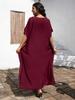 EDOLYNSA Sexy V-Ausschnitt Goldbesticktes Langes Strandkleid, Damen Retro Kaftan Locker Strandbekleidung Urlaub Badeanzug Bikini Cover-up