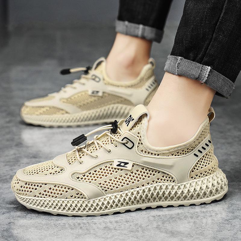 Spring and summer new traceable stream mesh outdoor breathable casual running sports flying woven shoes