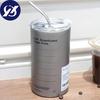 600ml Coffee Mug Effective Insulation Good Sealing Leak-proof Double Layer with Straw Stainless Steel Fruit Juice Milk Coffee Cup Household Use