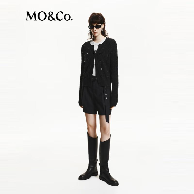 MO&Co. 2024 Autumn Embellished Twist Knit Cardigan