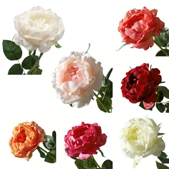 Fleur de Rose Artificielle Fausse Rose au Toucher Réel avec Tige Grandes Fleurs Branches de Roses pour Bouquet de Mariage Fête Saint-Valentin Floral