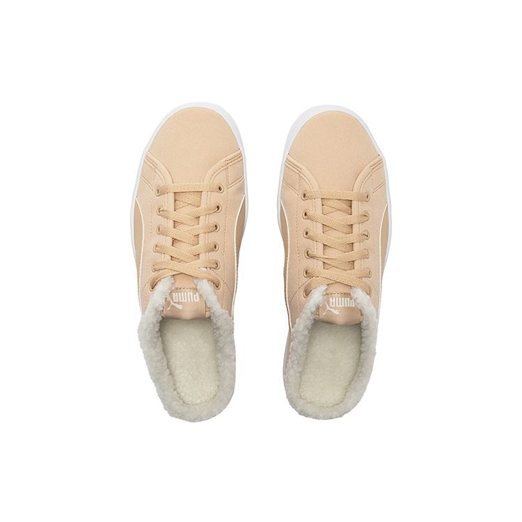 Puma Bari Mule Sherpa Fabric Slip-On Durable Low-Top Skate Shoes Unisex Sneakers Tan 375953-04