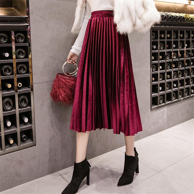 Winter Maroon Pleated Skirt Outfit Pleated Skirt Satin Skirt