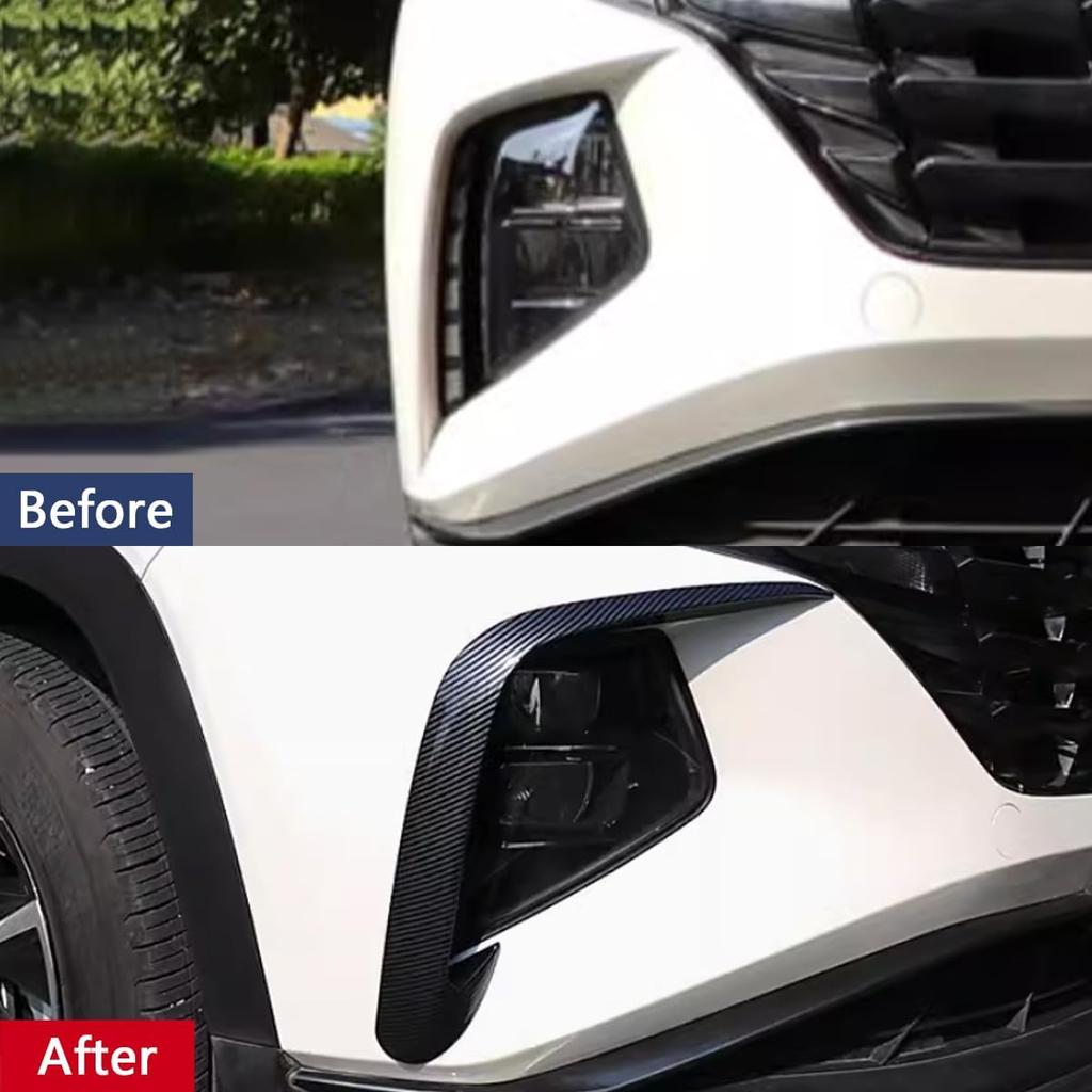 Auto Accessoires Geschikt voor Hyundai Tucson 2025 2024 2023 2022 Mistlicht Sierstrip Afdekking Voorste Mistlicht Wenkbrauw Spoiler (Koolstofvezelstijl) 2 STUKS ABS