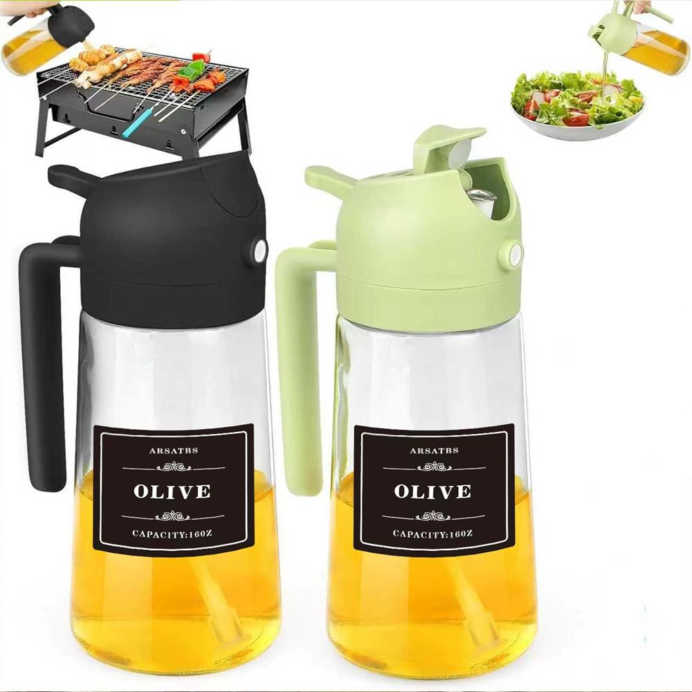 16oz/470ml Olive Oil Dispenser Bottle for Kitchen with Stickers,Gadgets and Air Fryer Accessories,Olive Oil Sprayer for Cooking