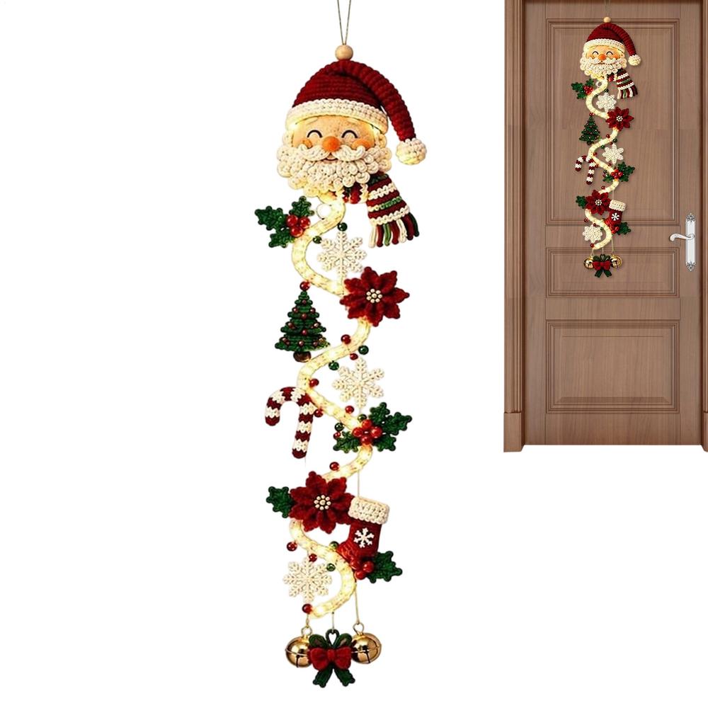 Glowing Christmas Door Decor Hangable Seasonal Accent Quilted Swag Lighted Christmas Door Decor Hanger For Home Farmhouse Villa