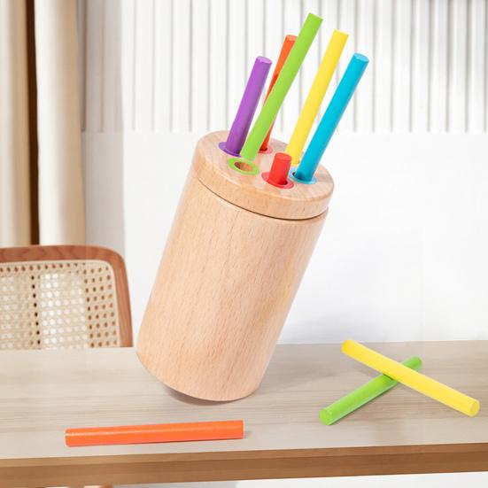 1 Set Wooden Color Sorting Toy Fine Motor Skills Color Matching Cup Box Toddler