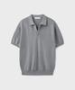 Yunionbeullu Hard Twist Spread Polo Half Knit [Melange Gray]