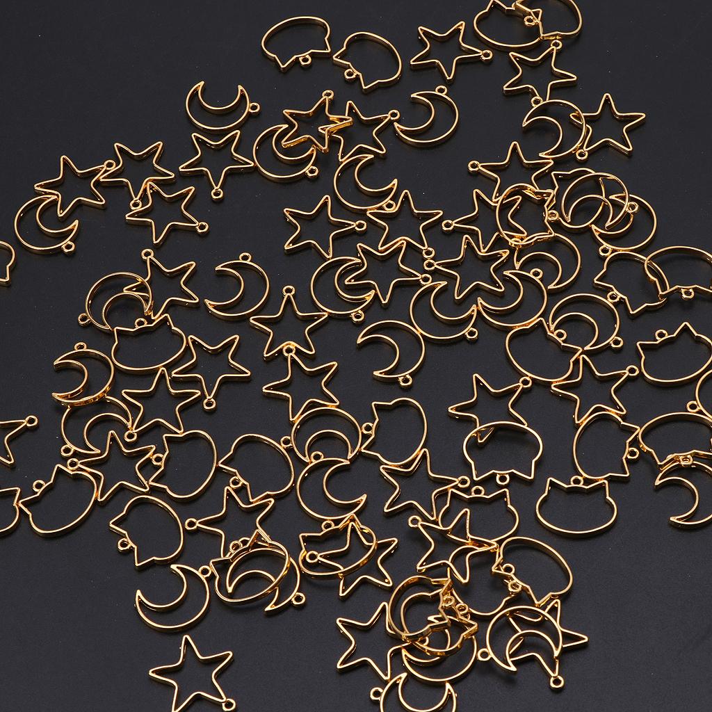 90 Pieces/Set for Creative Hollow Frame Charms Mini Alloy Open Back Bezel Pendan